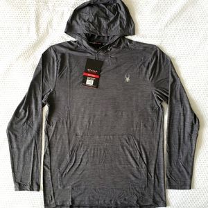 NWT! SPYDER Active Men's LS 1/4 Zip Hooded Performance Pullover Shirt - L / Gray
